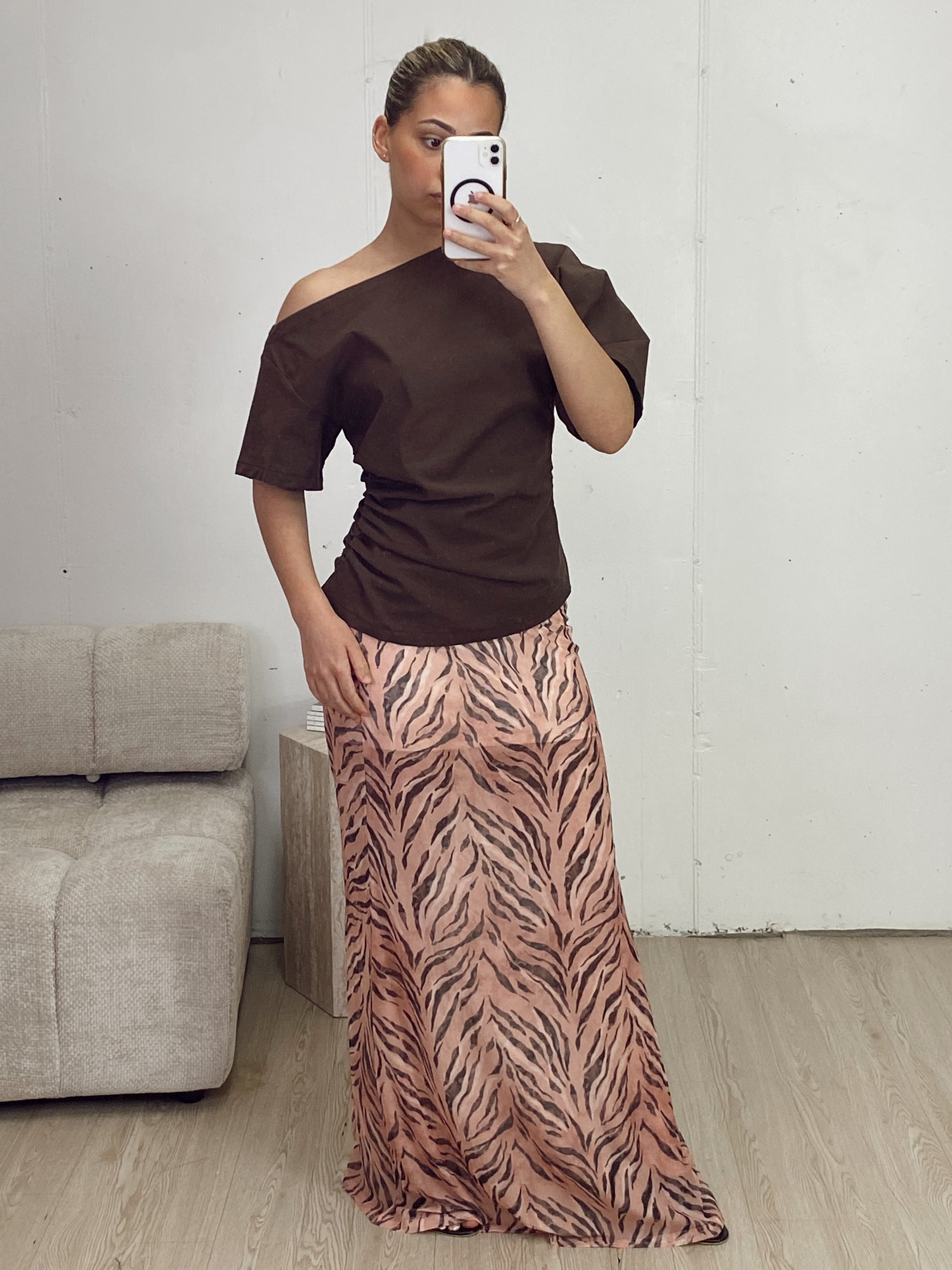 ZEBRA PRINT MESH SKIRT