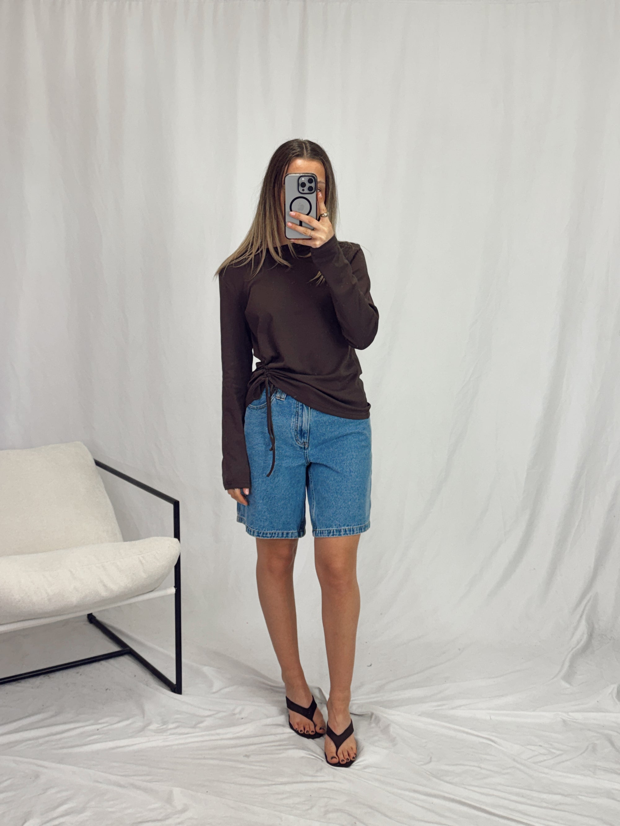 MARI LONG SLEEVE SIDE TIE TOP