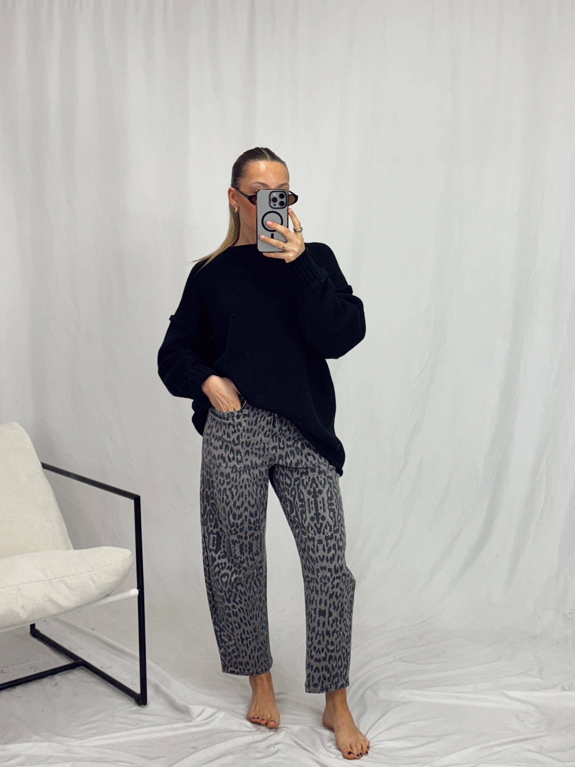 LEO BARREL JEANS LEOPARD