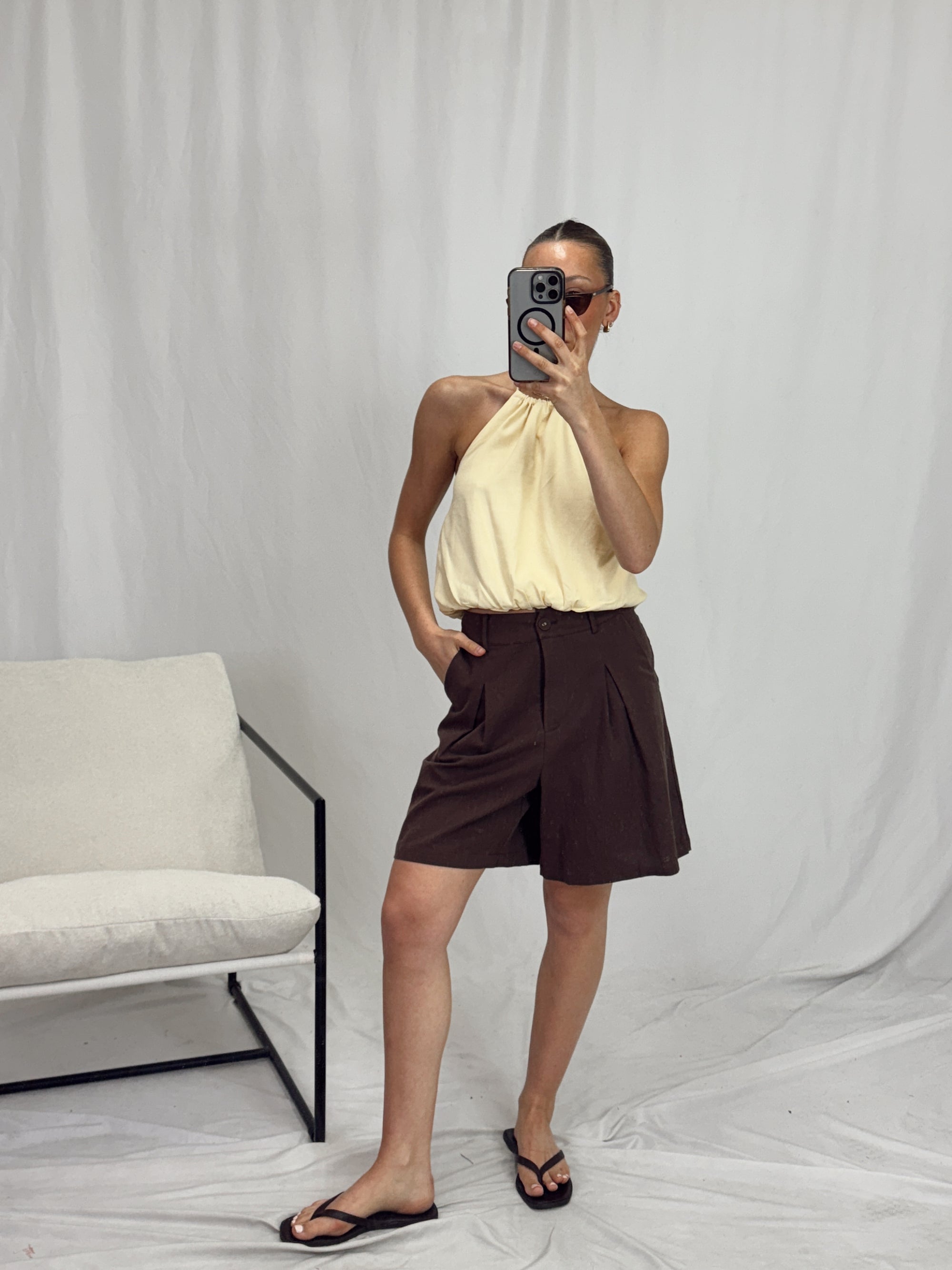 MINKPINK CIEL HALTER BUBBLE TOP