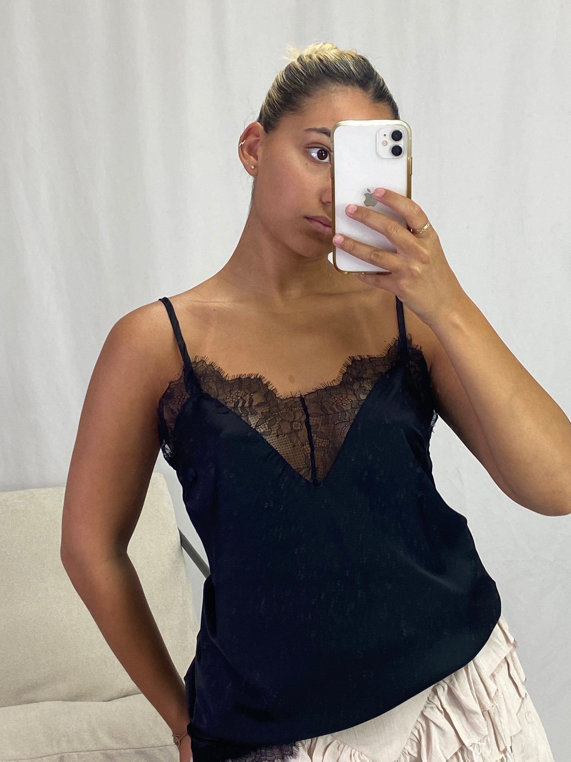 LUCILLE BLACK LACE CAMI