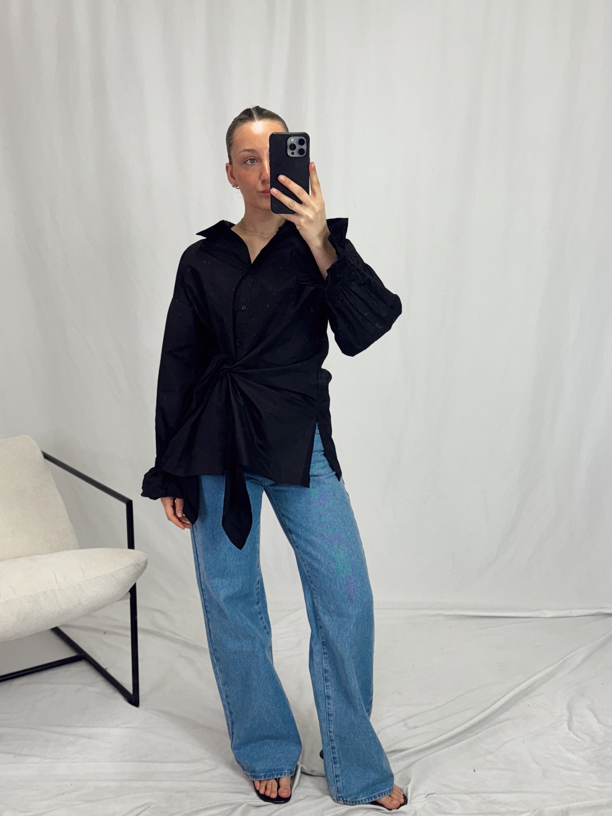 TALULAH BLACK TIE SHIRT