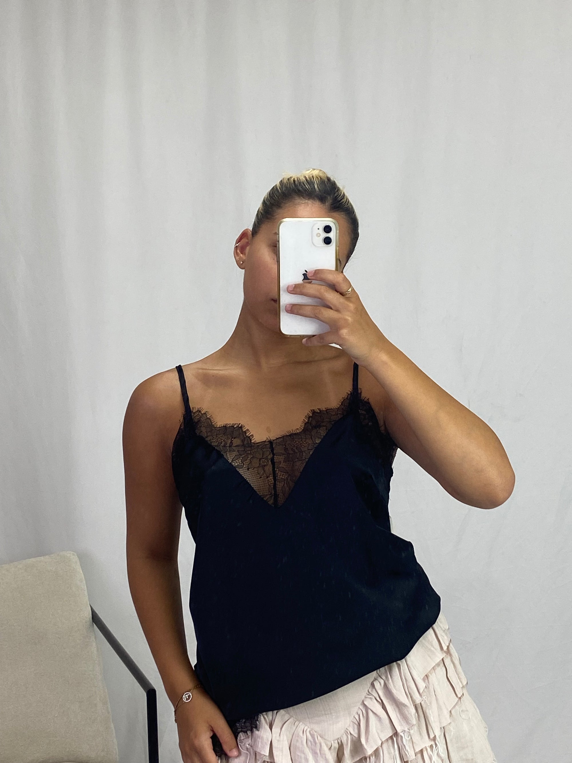LUCILLE BLACK LACE CAMI