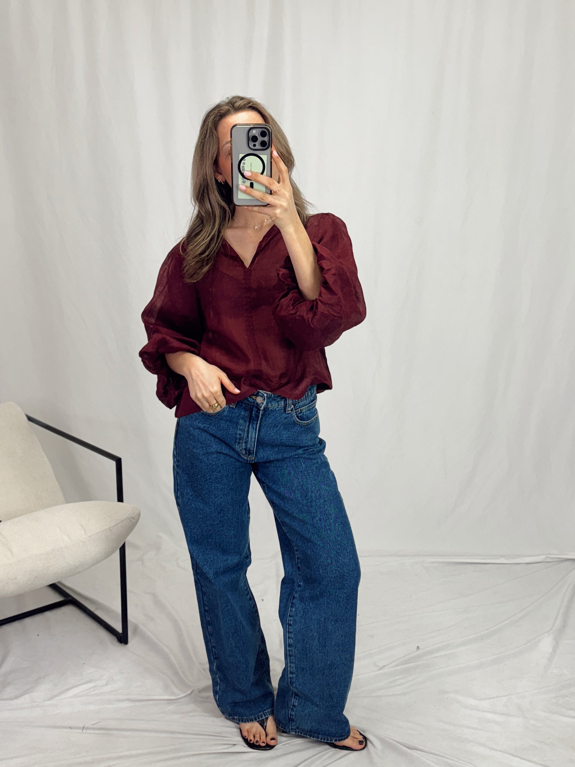WHITNEY WINE BLOUSE