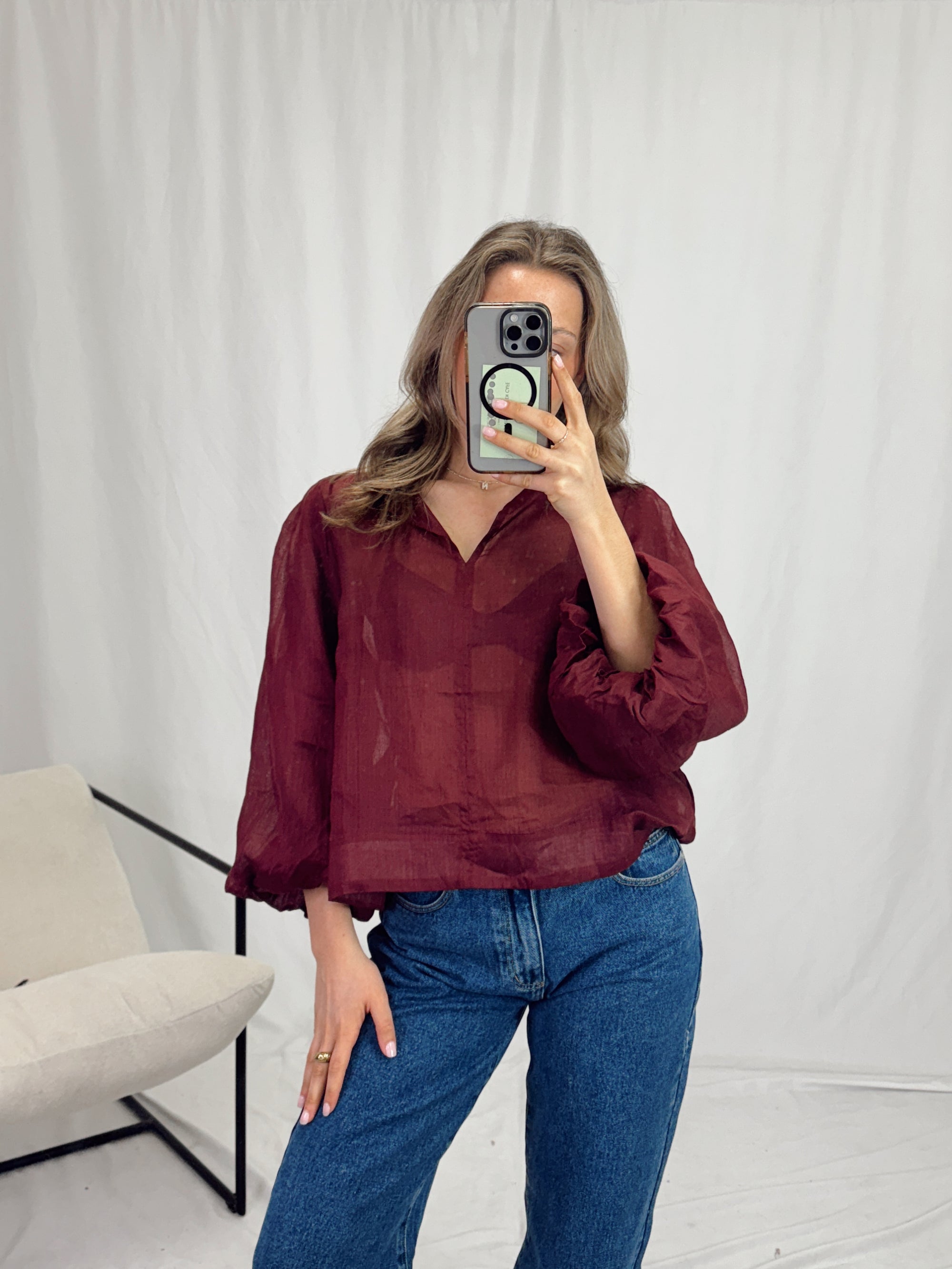 WHITNEY WINE BLOUSE