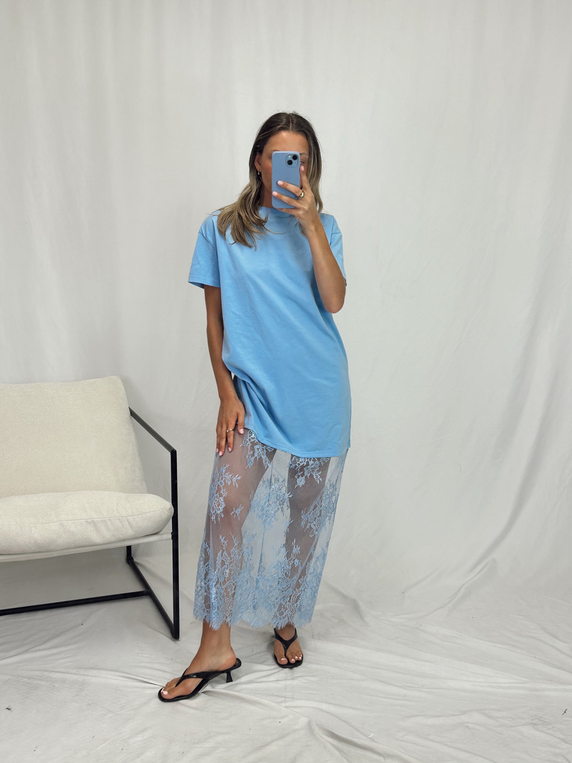 ANIKA BLUE DRESS W LACE