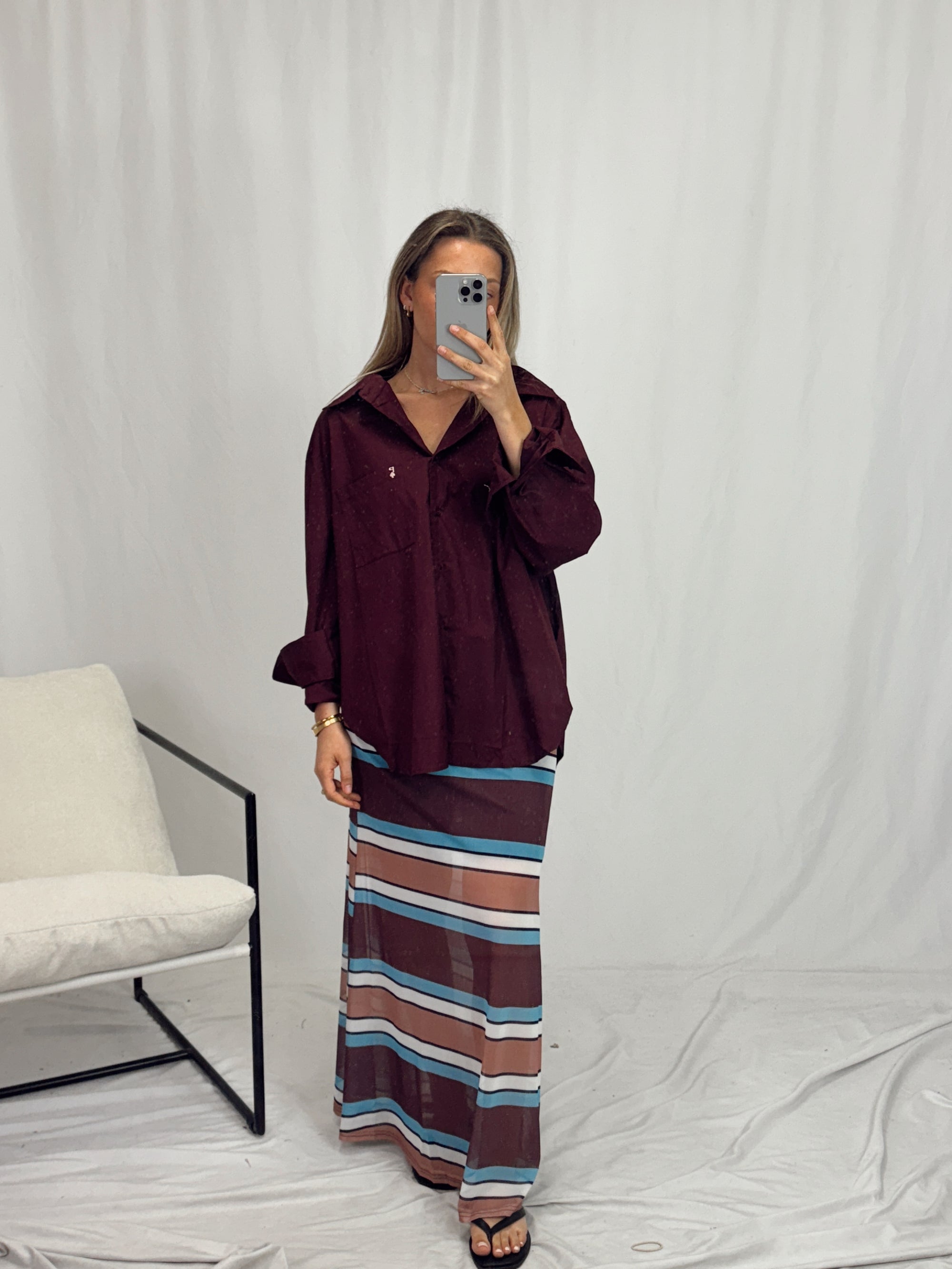 RHI RHI STRIPE MESH SKIRT