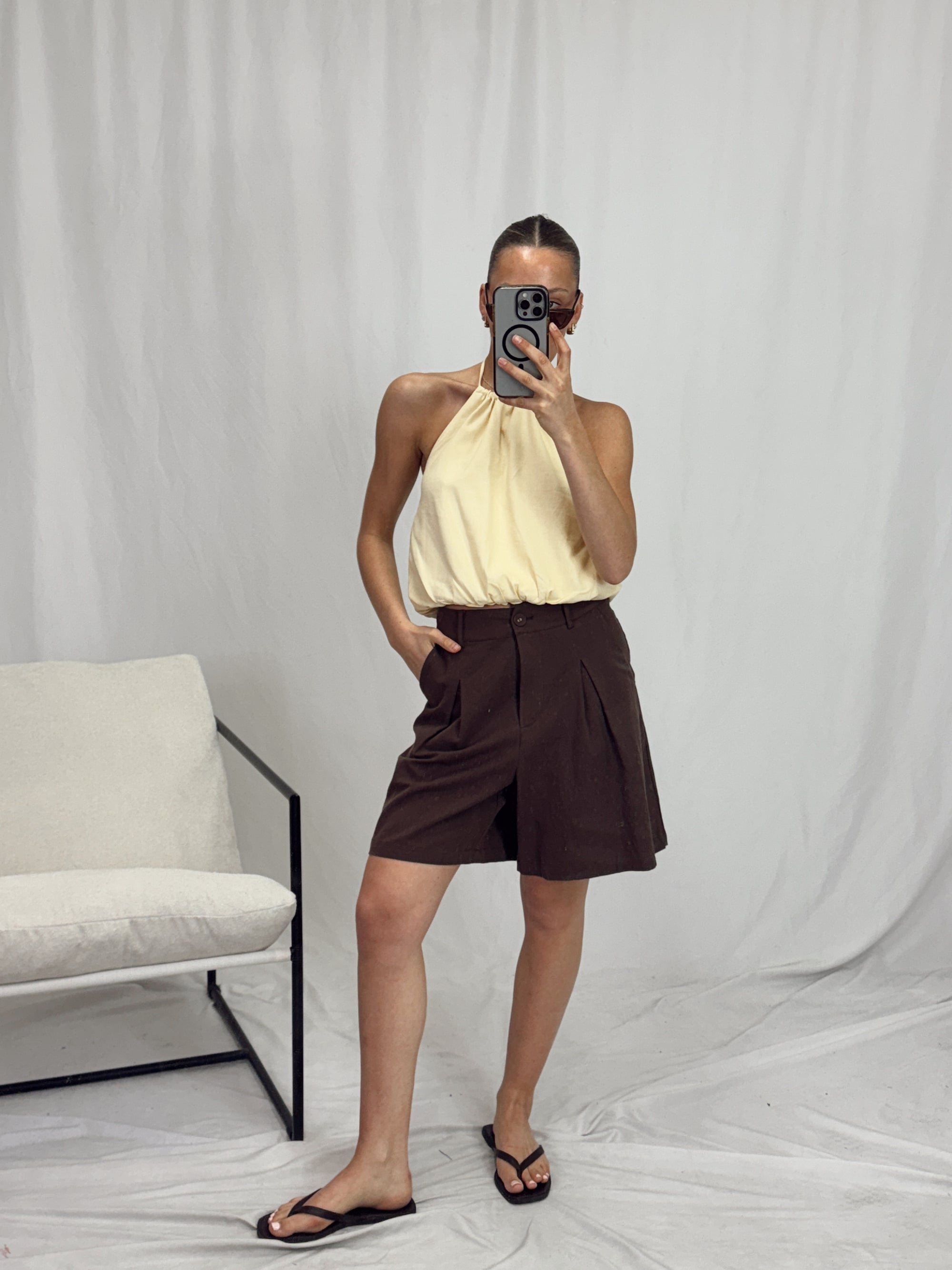 MINKPINK CIEL HALTER BUBBLE TOP