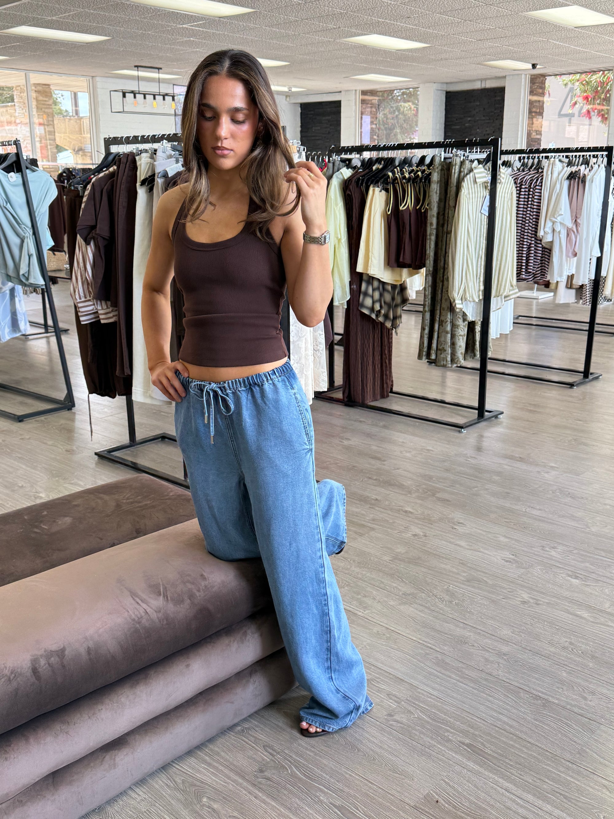 STAPLE THE LABEL TALIA CHAMBRAY RELAXED PANT