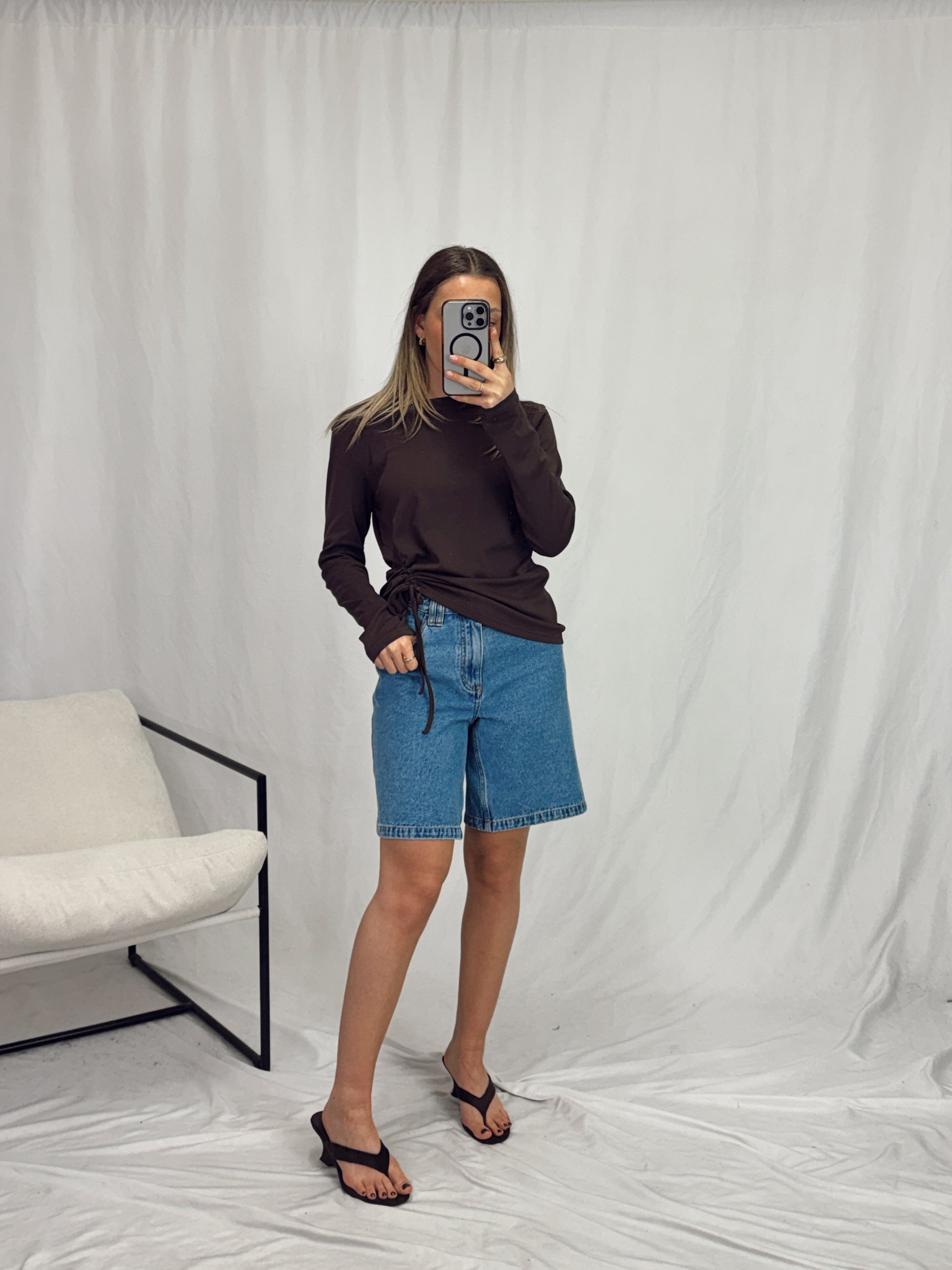 MARI LONG SLEEVE SIDE TIE TOP