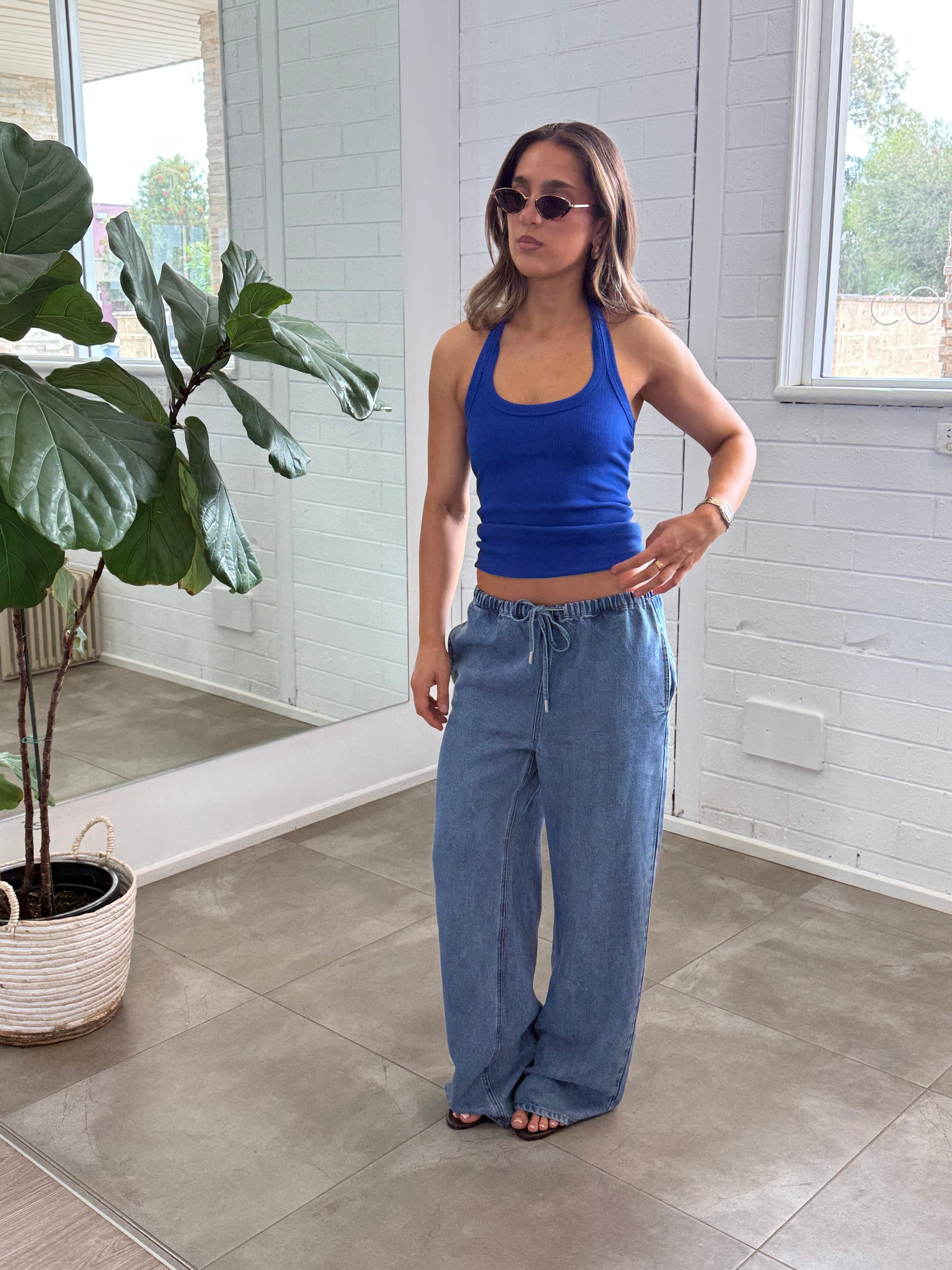 STAPLE THE LABEL TALIA CHAMBRAY RELAXED PANT
