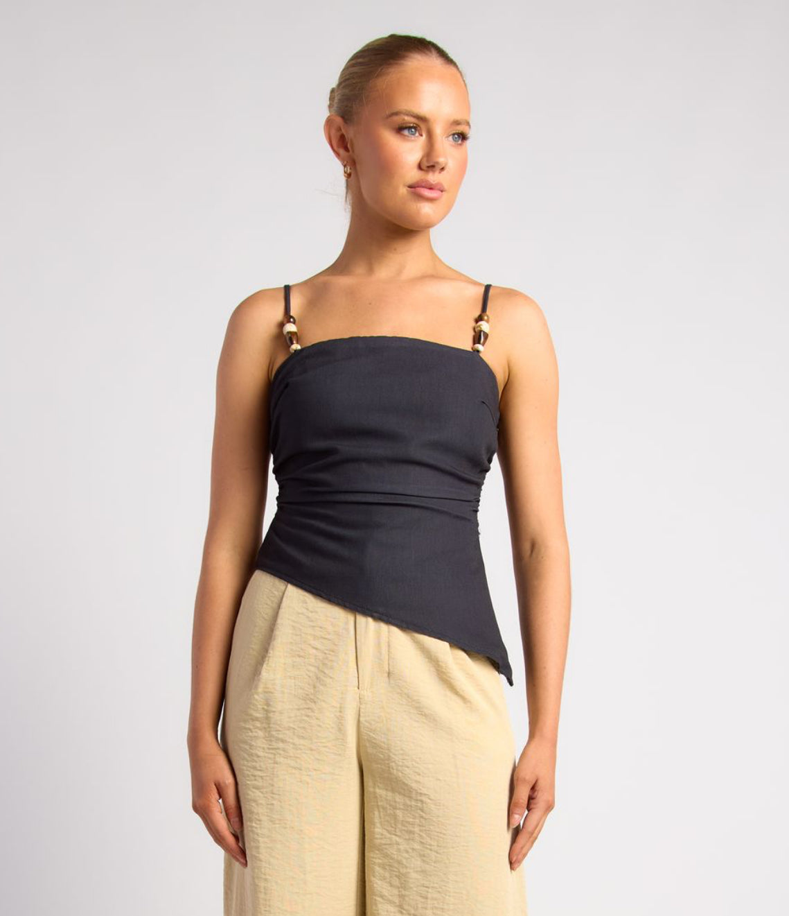 LOLA ASYMMETRIC TOP W BEAD DETAIL