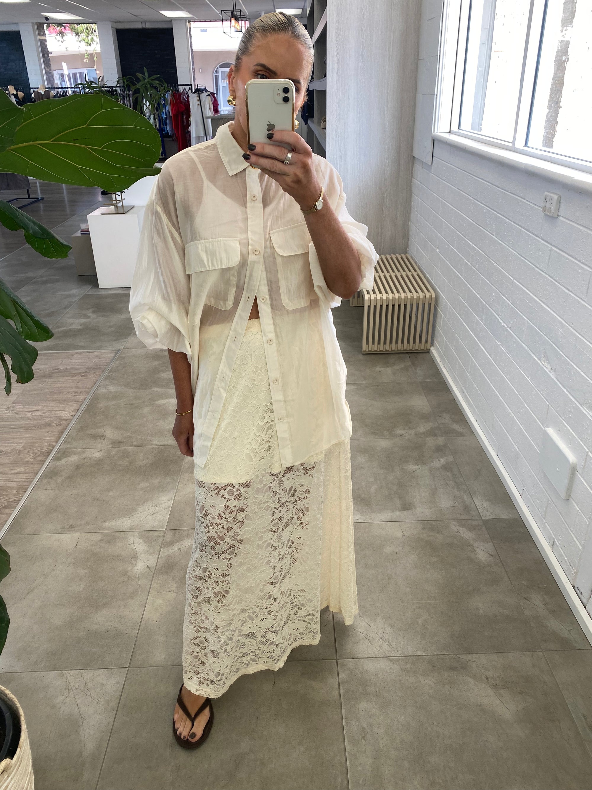 DELIA LACE SKIRT CREME