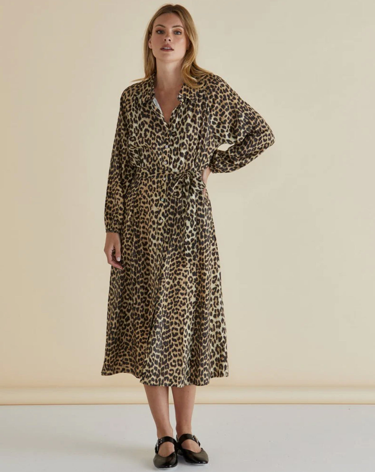 BETTY BASICS LISA LEOPARD SHIRT DRESS