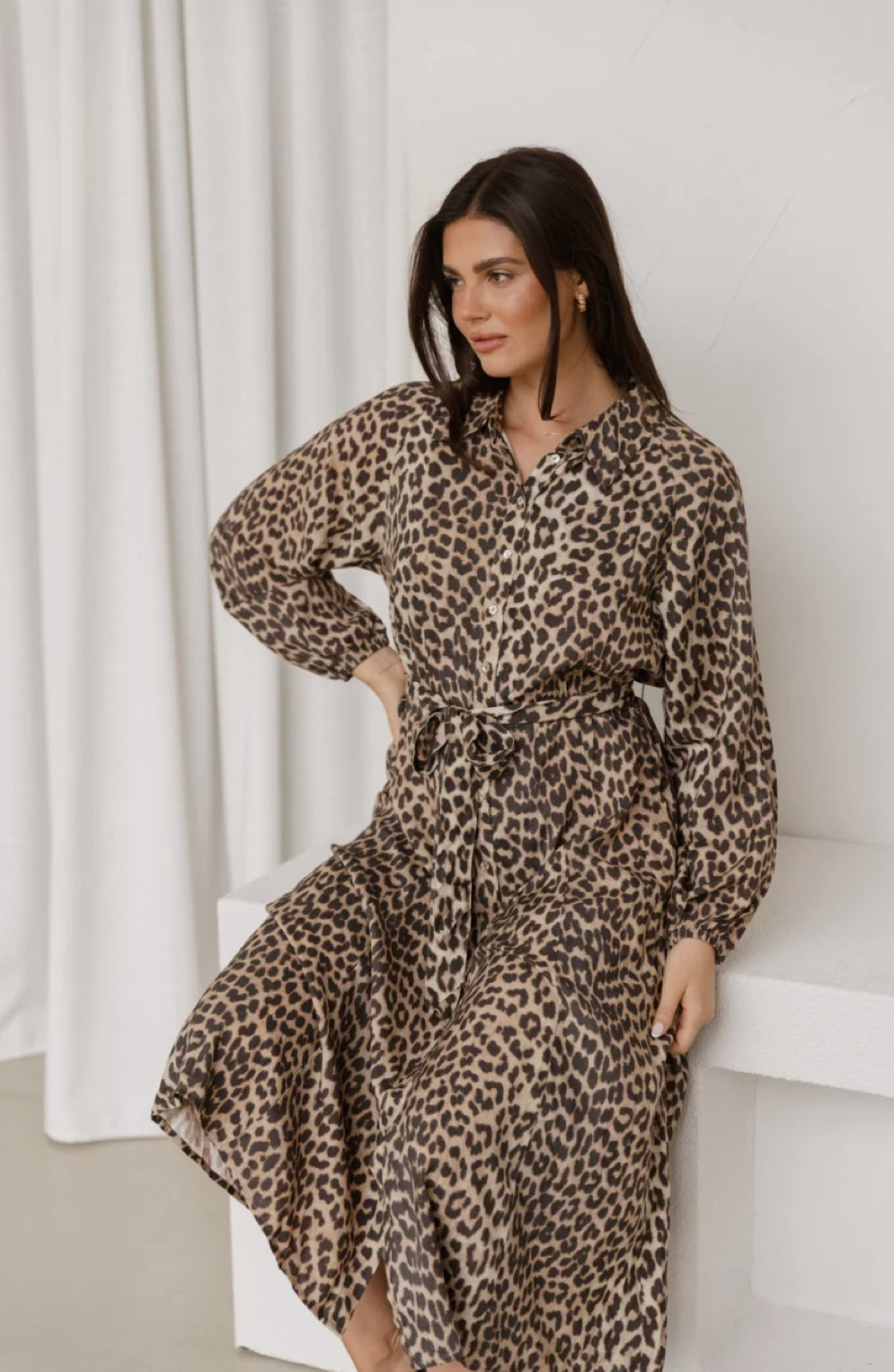 BETTY BASICS LISA LEOPARD SHIRT DRESS