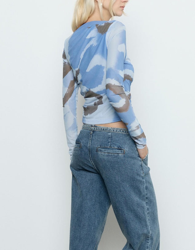SOVERE WHIRL MESH LONG SLEEVE TOP