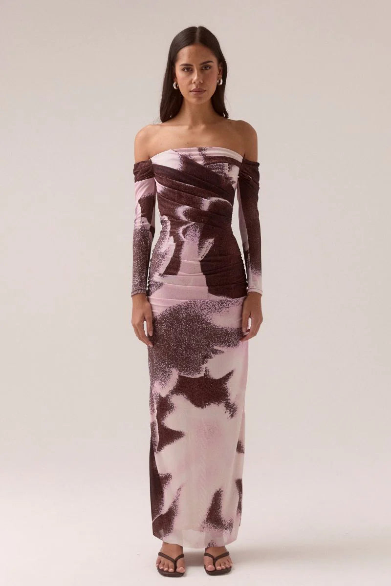 SOVERE AFTER-LIGHT OFF SHOULDER DRESS