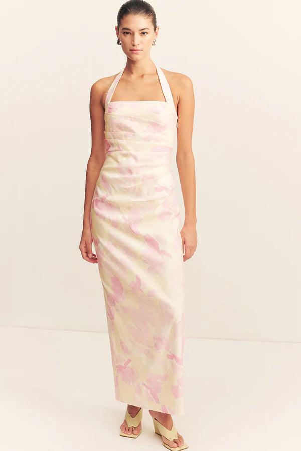 SHONA JOY ADDISON DRAPED HALTER MINI DRESS