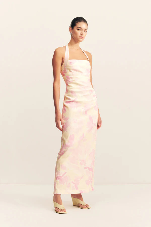 SHONA JOY ADDISON DRAPED HALTER MINI DRESS