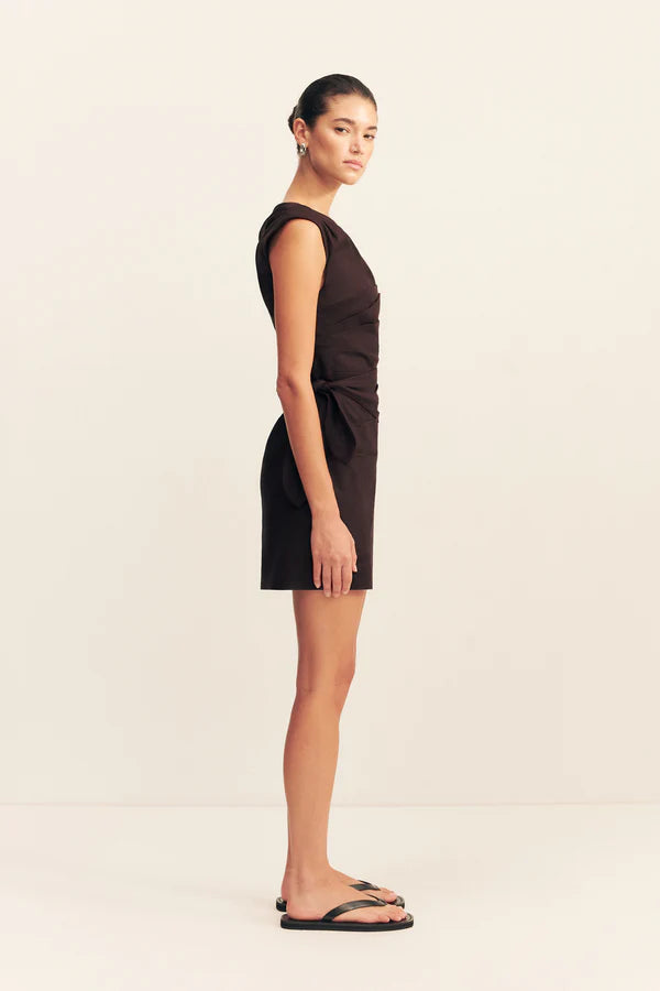 SHONA JOY ASYMMETRICAL TIE MINI DRESS