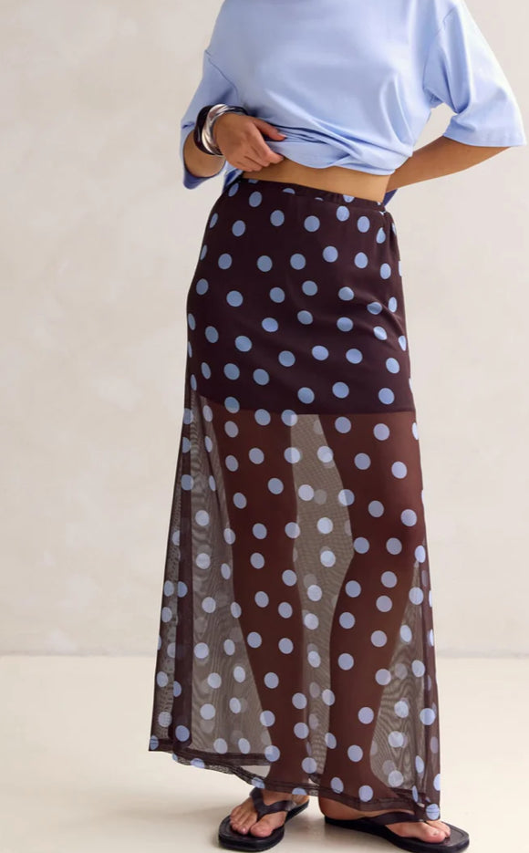 SILVIE BLUE POLKA SKIRT