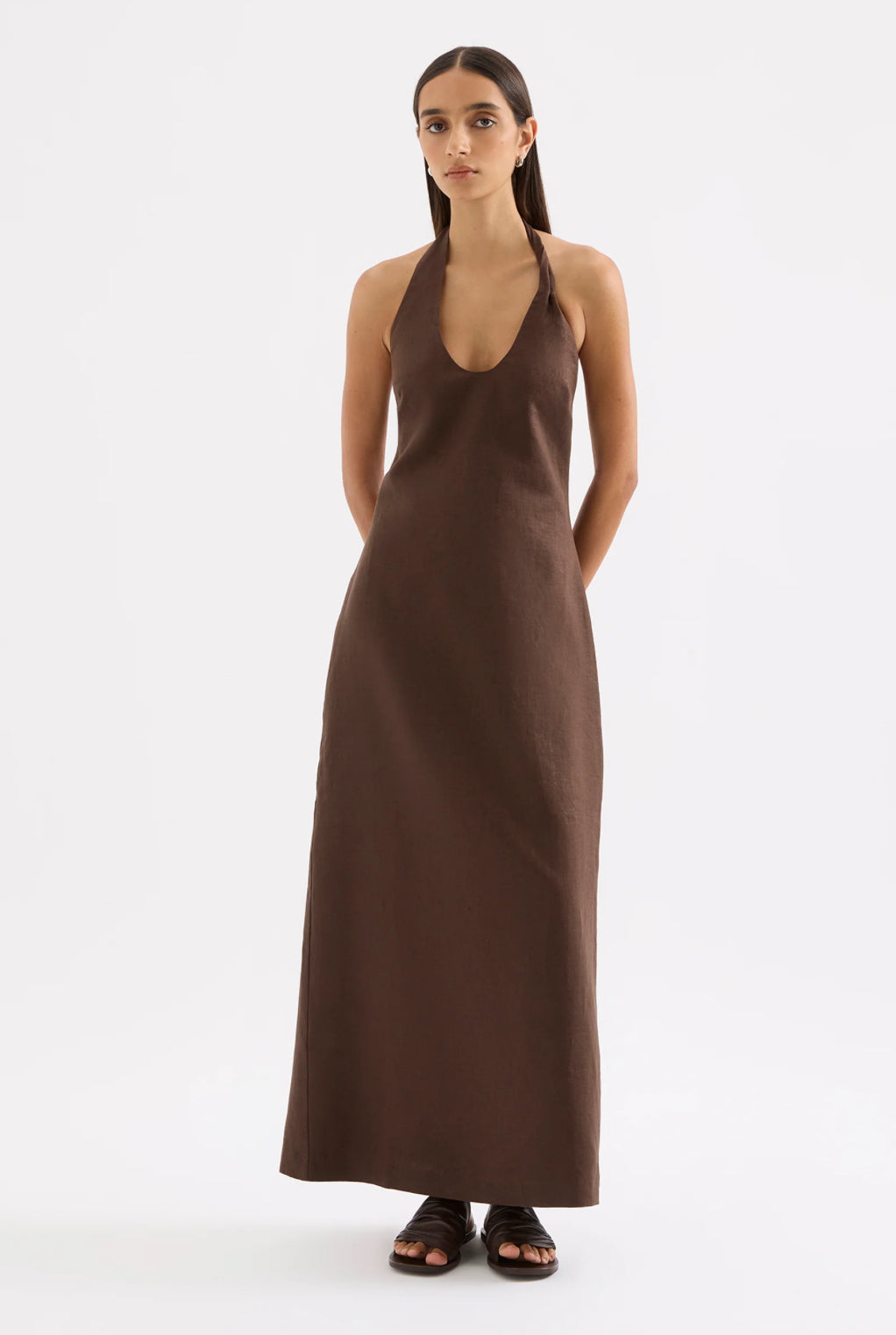 chinese dress ladies NUDE LUCY ZAYDA LINEN DRESS