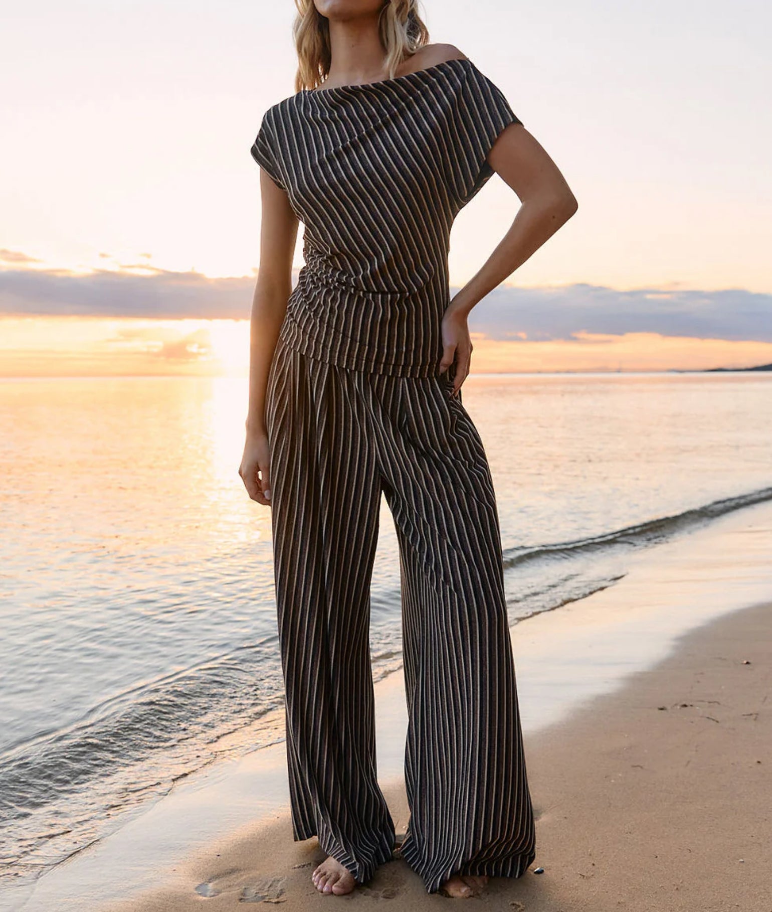 FATE & BECKER EVERLYN METALLIC JERSEY PANT