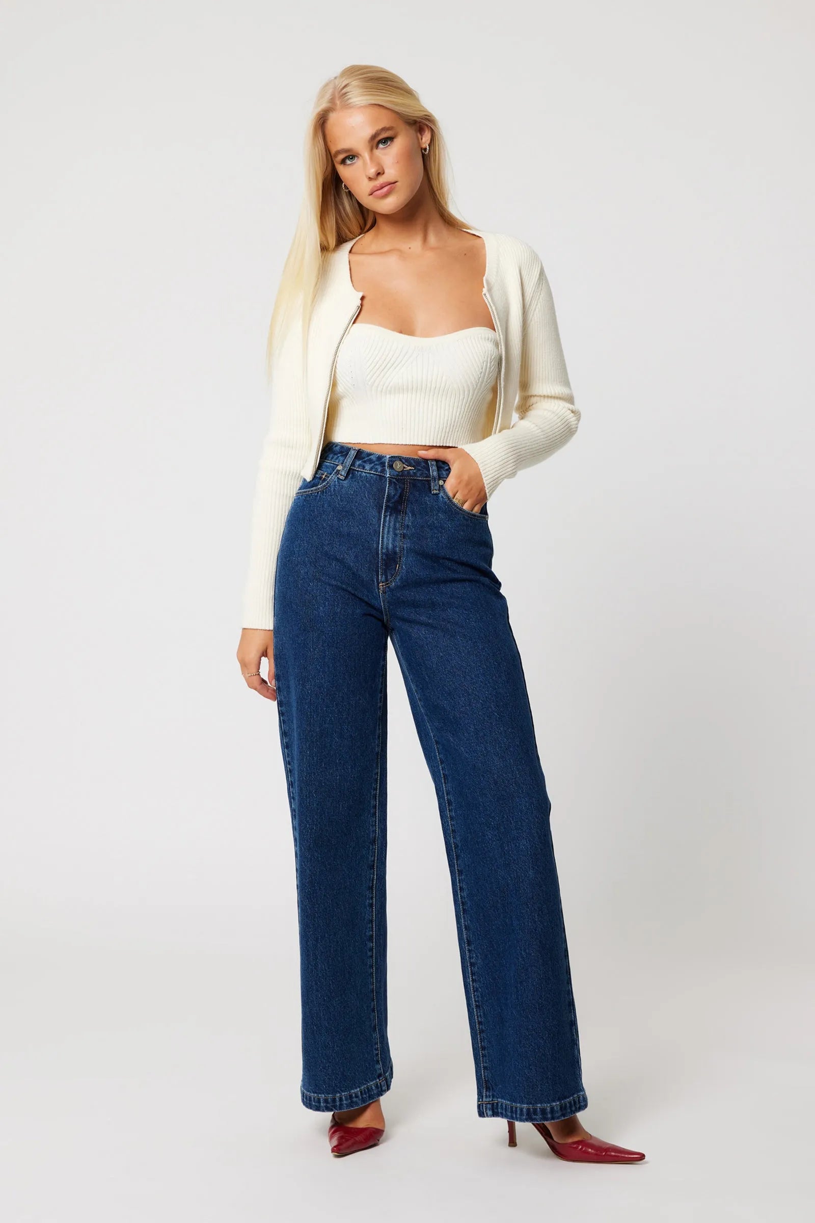 A BRAND TARA JEANS - 94 WIDE - DARK BLUE