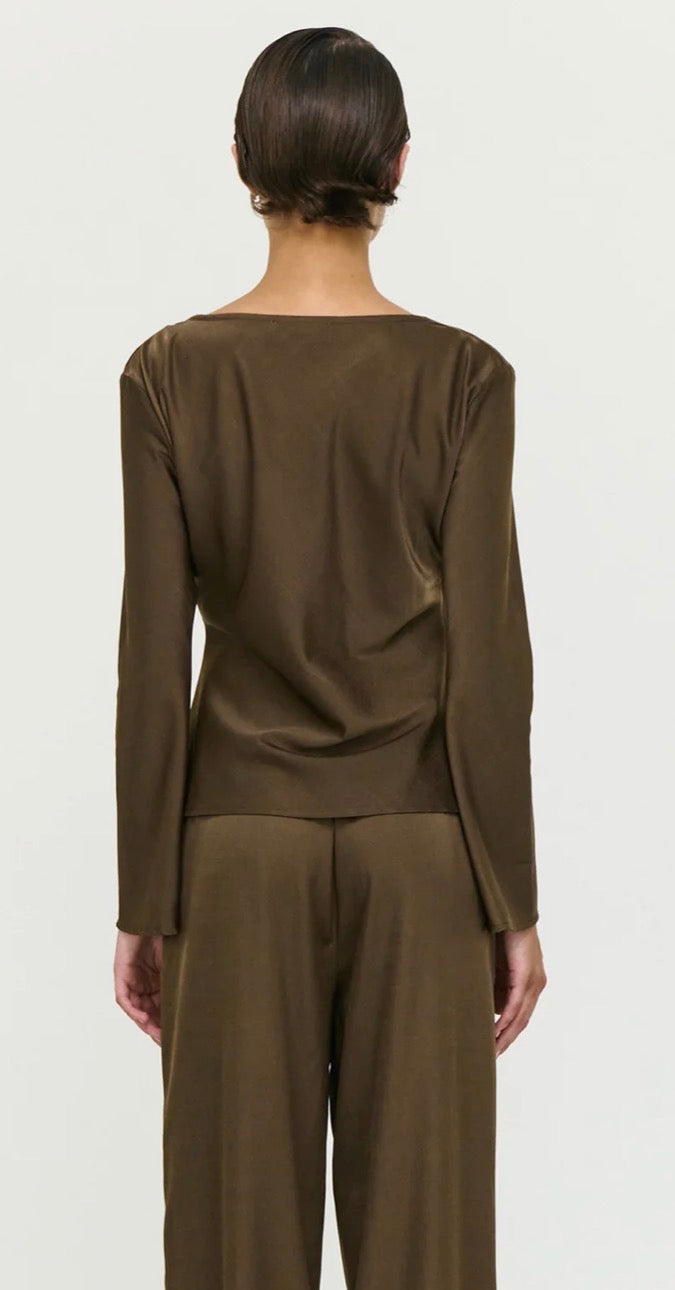 ESPERSSO BIAS CUT BOAT NECK TOP