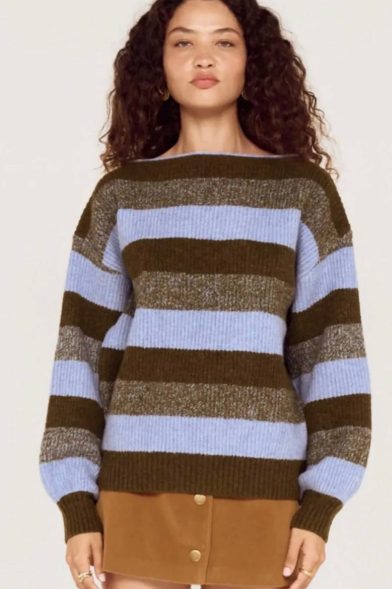 MINKPINK STRIPE BOAT NECK JUMPER
