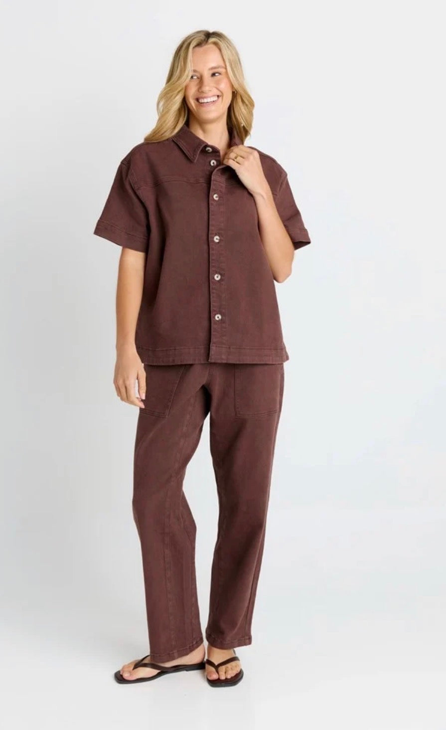 QUINN CHOCOLATE DENIM SHIRT