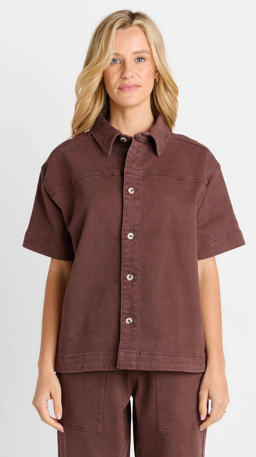 QUINN CHOCOLATE DENIM SHIRT