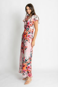 Kachel Anna floral maxi dress with flowy cap sleeves