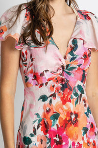 Kachel Anna red and pink floral maxi dress