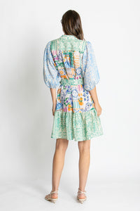 Kachel Riley floral mini dress with puff sleeves and elastic cuffs