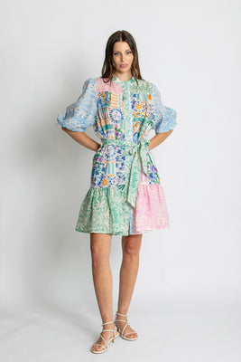 Kachel Riley Dress – floral short dress with puffy elastic sleeves