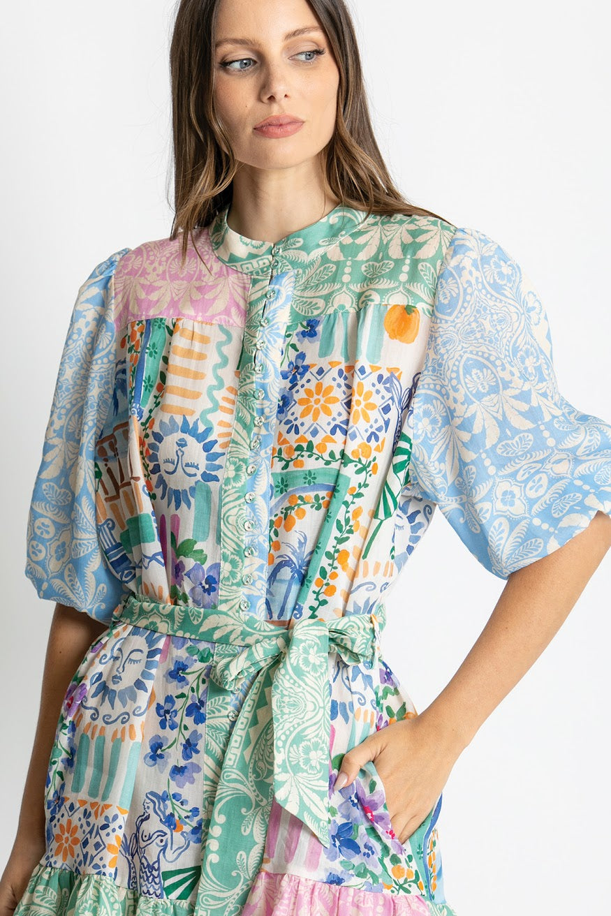 Kachel Riley Dress with puffy elastic sleeves in floral print