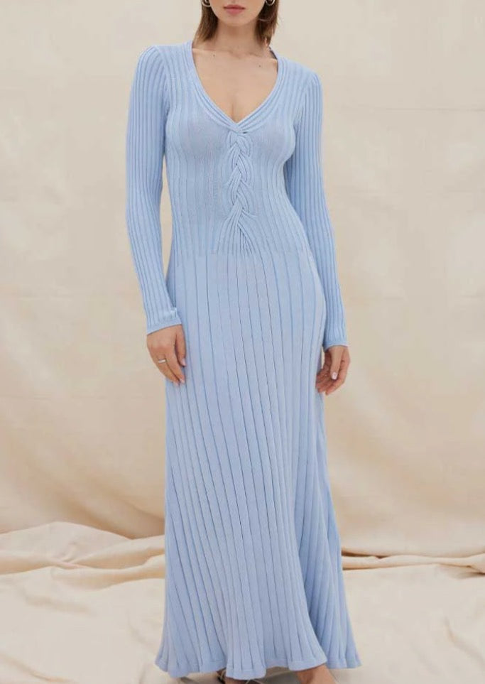 SOVERE LACED LONG SLEEVE MIDI DRESS