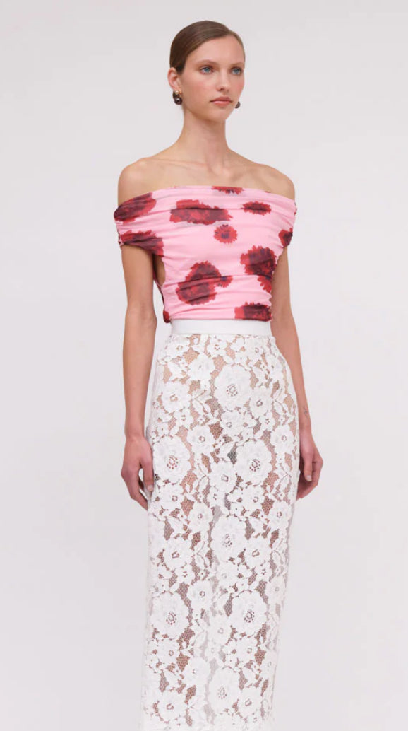 SUBOO LUCA MESH OFF SHOULDER TOP