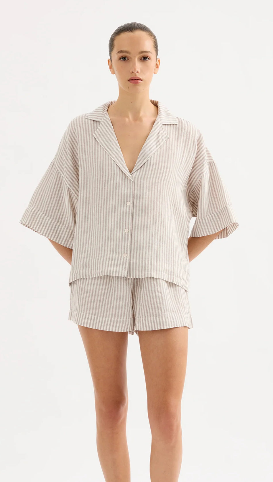NUDE LUCY STRIPE LINEN SHORT