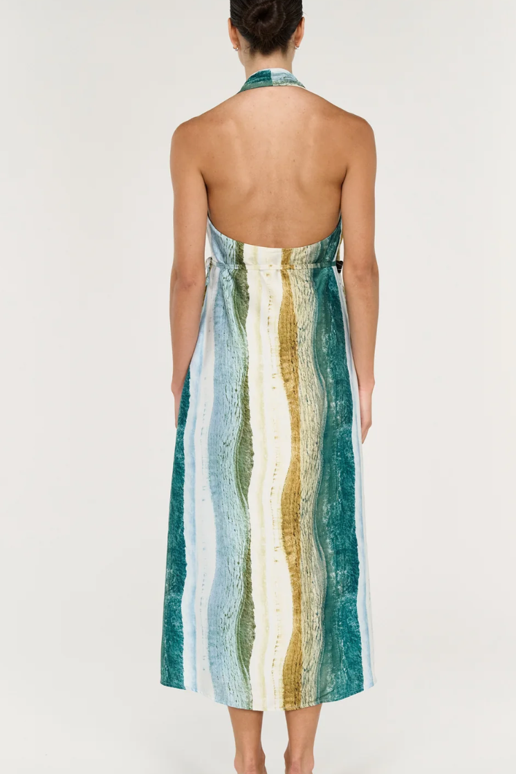STAPLE THE LABEL ANARA WRAP HALTER DRESS